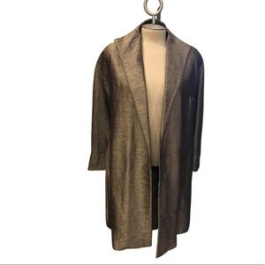 Eileen Fisher long, open front duster, jacket, stunning metallic gold